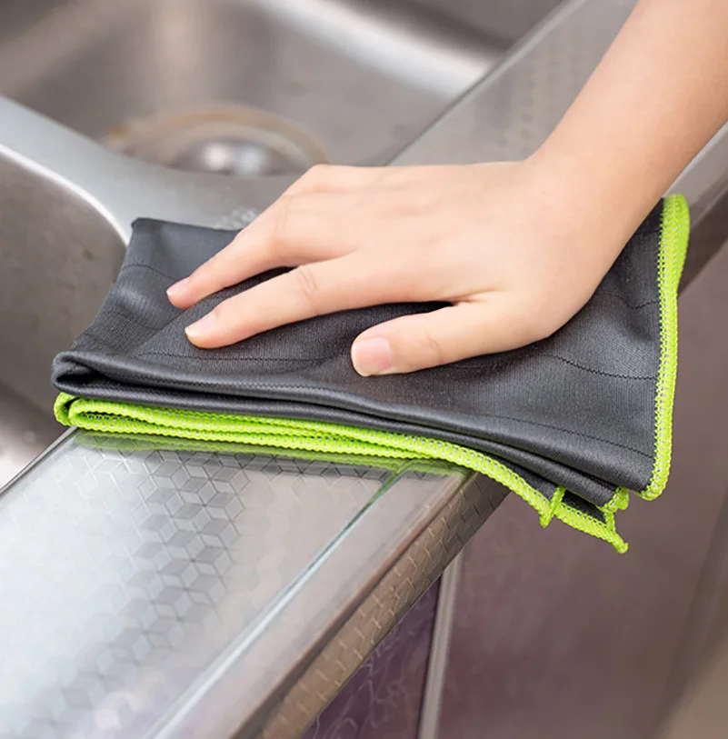 Lint Free Carbon Fiber Cleaning Cloth Glass Window Polishing Streak Free Miracle Easy Clean Rag Reusable for Kitchen Dish: Red