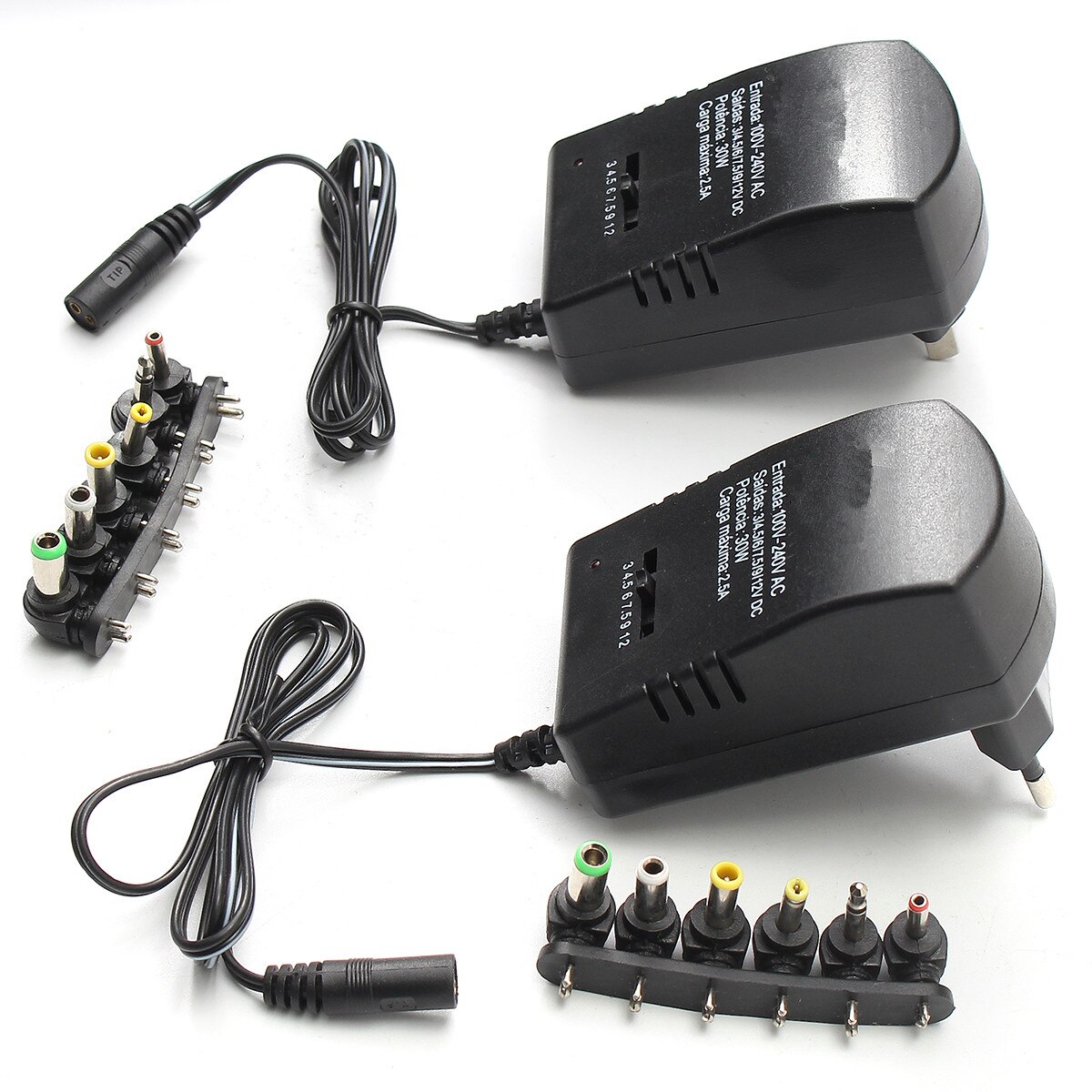 Multi Voltage 3 v 4.5 v 6 v 7.5 v 9 v 12 v Voeding Adapter Converter Kabel 6 stekkers