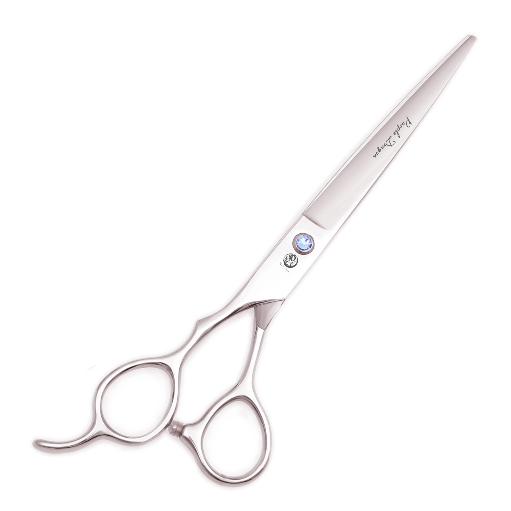 Tesoura de desbaste para cães, de mão esquerda, 7 polegadas, roxa, dragon 440c, para tosa, reto, tesoura curva, tesoura para animais de estimação, z4006