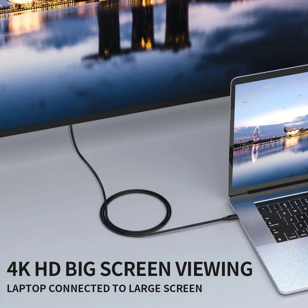 Usb-c till hdmi-kompatibel adapter 4k typ 60hz c-kabel hdtv-omvandlarkabel för projektor pc bärbar dator surfplatta ipad iphone 16 xiaomi