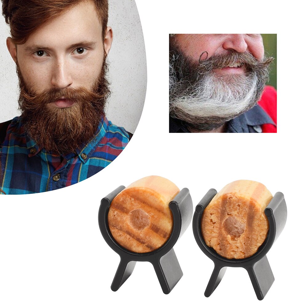 2pcs Men Mustache Curler Roller Wooden Silicone Handle Beard Curling Shaping Styling Tools Salon Mustache Curling