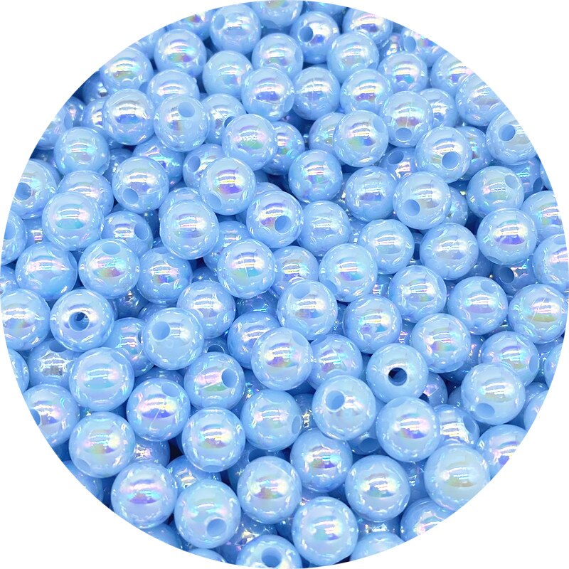 6 8 10mm AB Color Plating Acrylic Beads Loose Spacer Round Garment Jewelry Making DIY #Ro