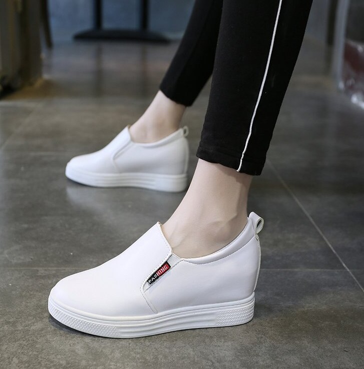 Dam loafers skor läder slip on walking skor vita sneakers fritidsskor balett skor