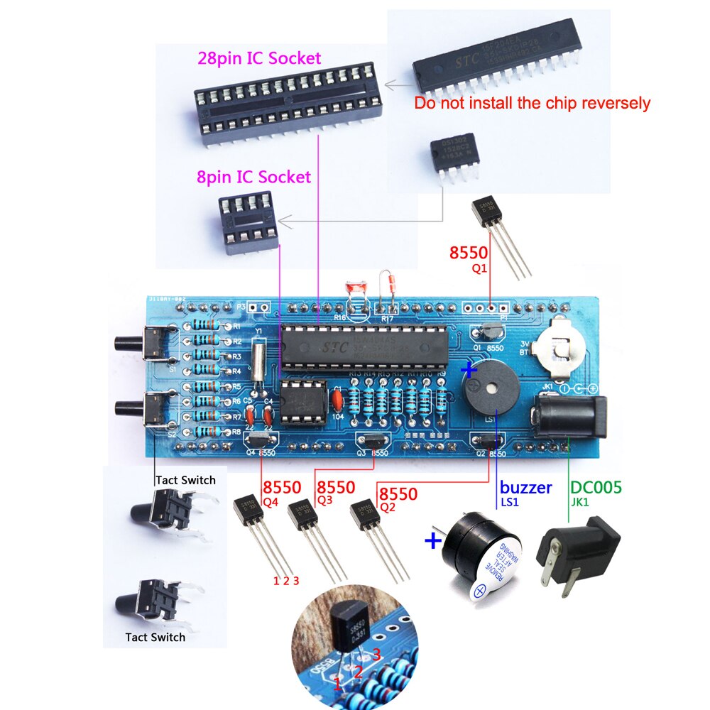 Kit de reloj Digital LED compacto para interiores y exteriores, pantalla de hora con Control de luz de 4 dígitos y fecha de temperatura con funda transparente