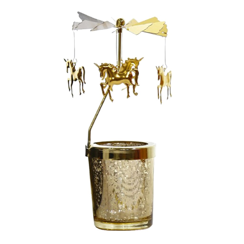 Metalen kandelaar kerststijl draaibare kaarsenhouder standaard theelichthouder hanger theelichthouder standaard: Eenhoorn