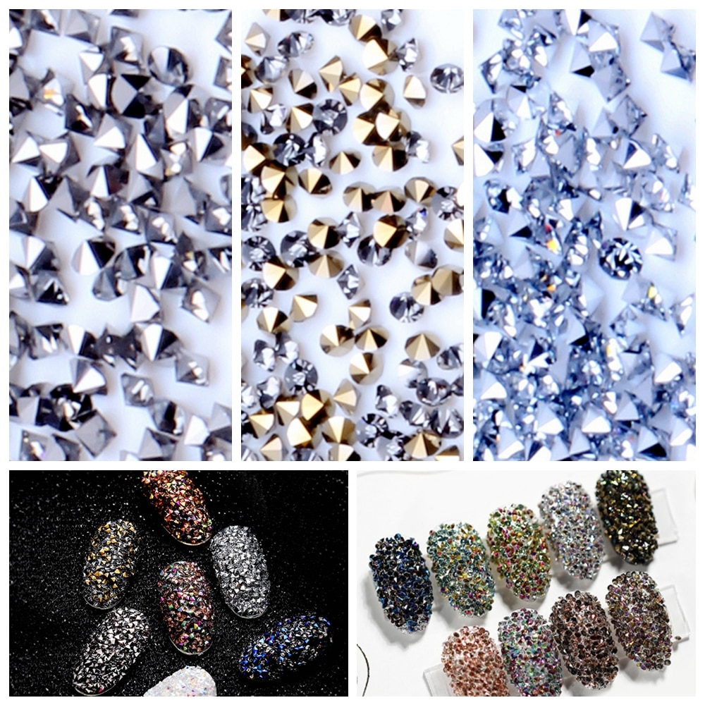 Manicure Mini Zircon Steentjes 1.1Mm Micro Crystal Strass Glas Ab Strass Voor Nail Art Decoraties 1400Pcs