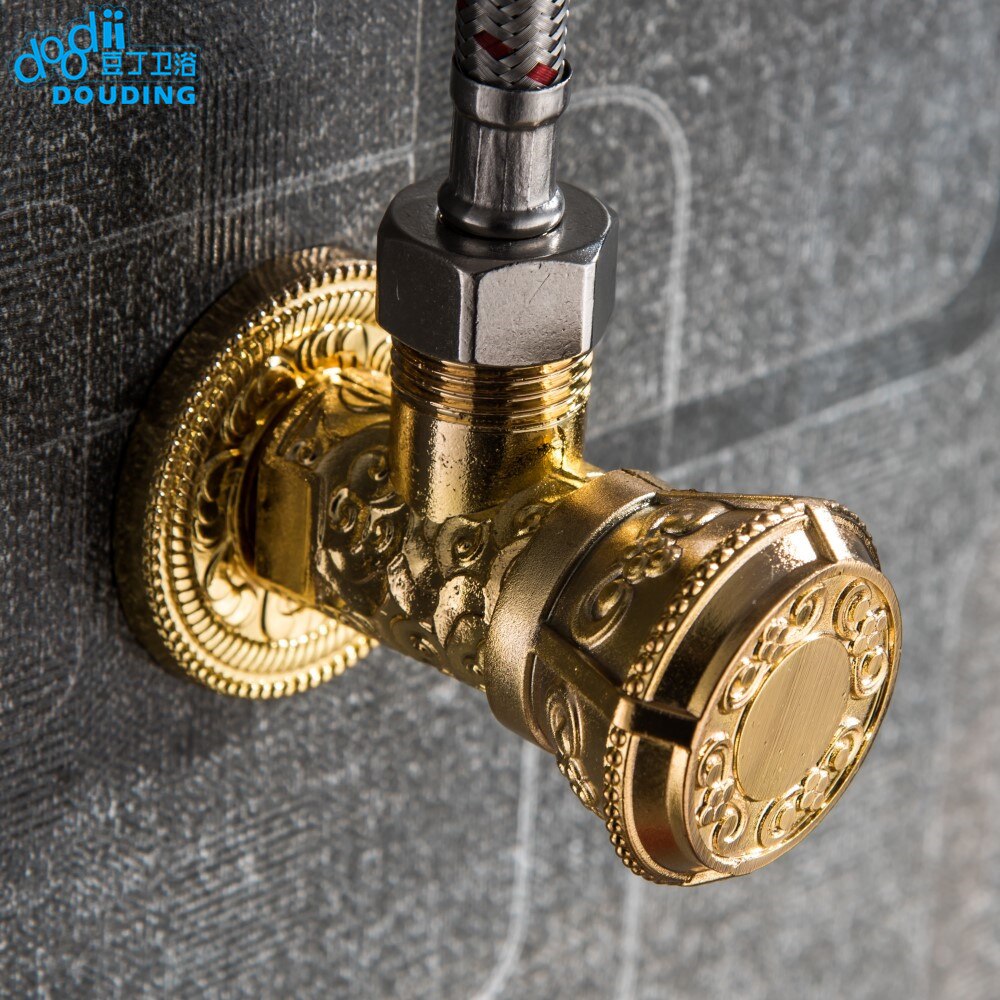 DooDii Golden Angle Valves 1/2"malex1/2" Kitchen Bathroom Accessories Angle Valve for Toilet Sink BasinWater Stop Valve Toilet