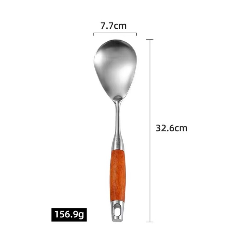 304 Stainless Steel Wok Spatula Rosewood Handle Kitchen Essentials Cooking Tools utensilio Accessories Slotted Turner Rice Spoon: A1