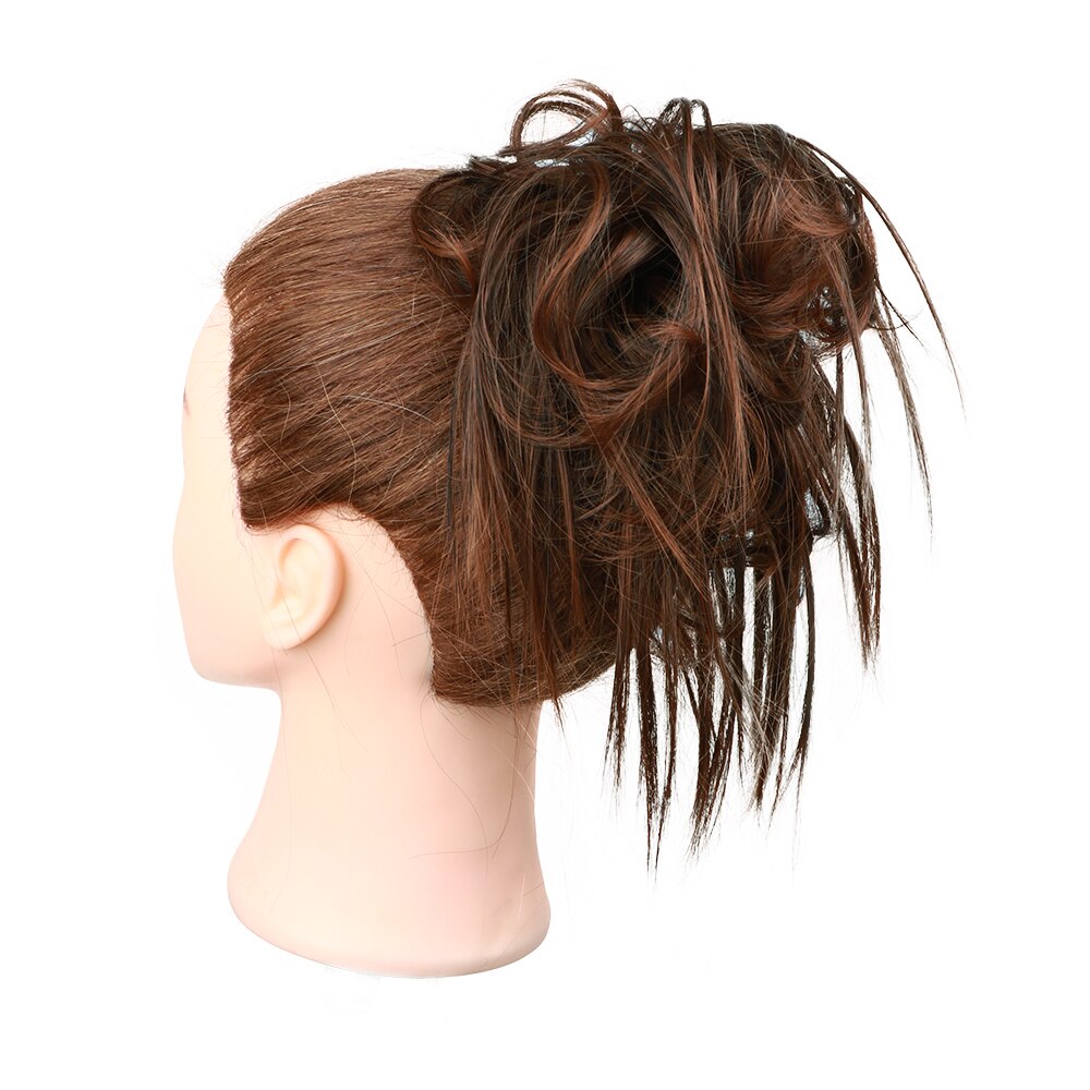 Messy Knot Chouchou Voor Vrouwen Haarstukje Extensions Synthetische Pruik Ring Wrap Chignon Zwart Bruin Hoge Temperatuur Fiber: 2-30