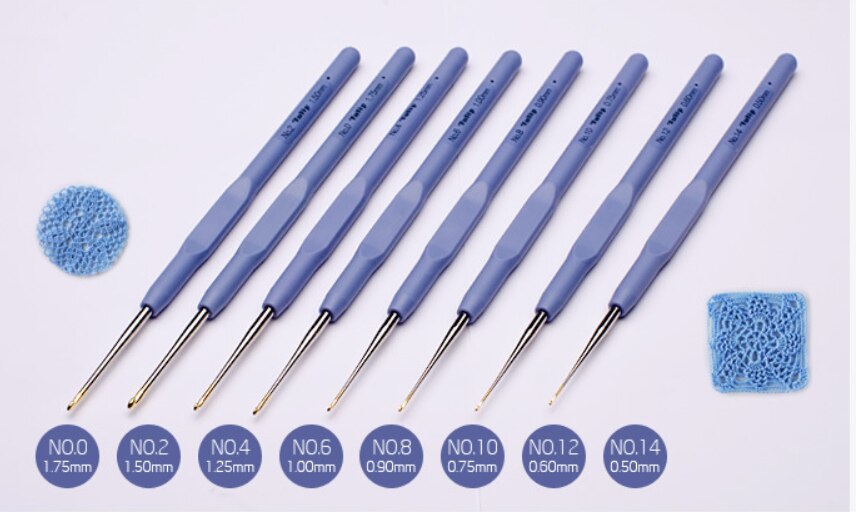 MADE IN JAPAN CLOVER 43-605 Lace Crochet Hooks &Tulip Etimo "Lavender" Soft Grip Steel Crochet Hook Set