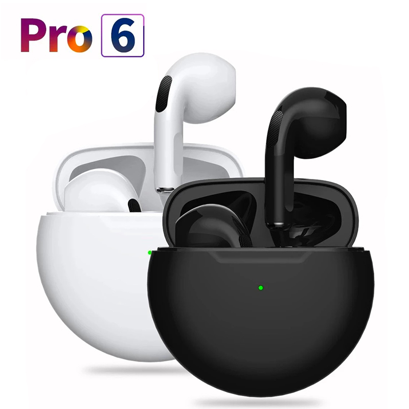 Pro 6 tws trådlösa hörlurar med mikrofon, bluetooth-hörlurar, sportlöparheadset för apple iphone och xiaomi pro 6