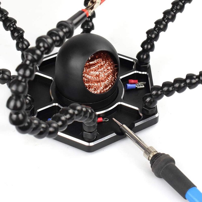 Helping Hands Soldering Station,Third Hand With Six Flexible Soldering Helping Hand Arms,Soldering Iron Tip Holder