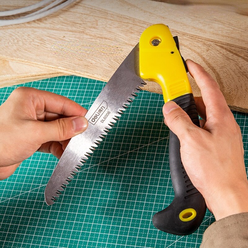 Deli-Sierra plegable afilada para cortar ramas de madera maciza, 7 y 10 pulgadas, corte de tubo de PVC, herramientas manuales multifuncionales para carpintería