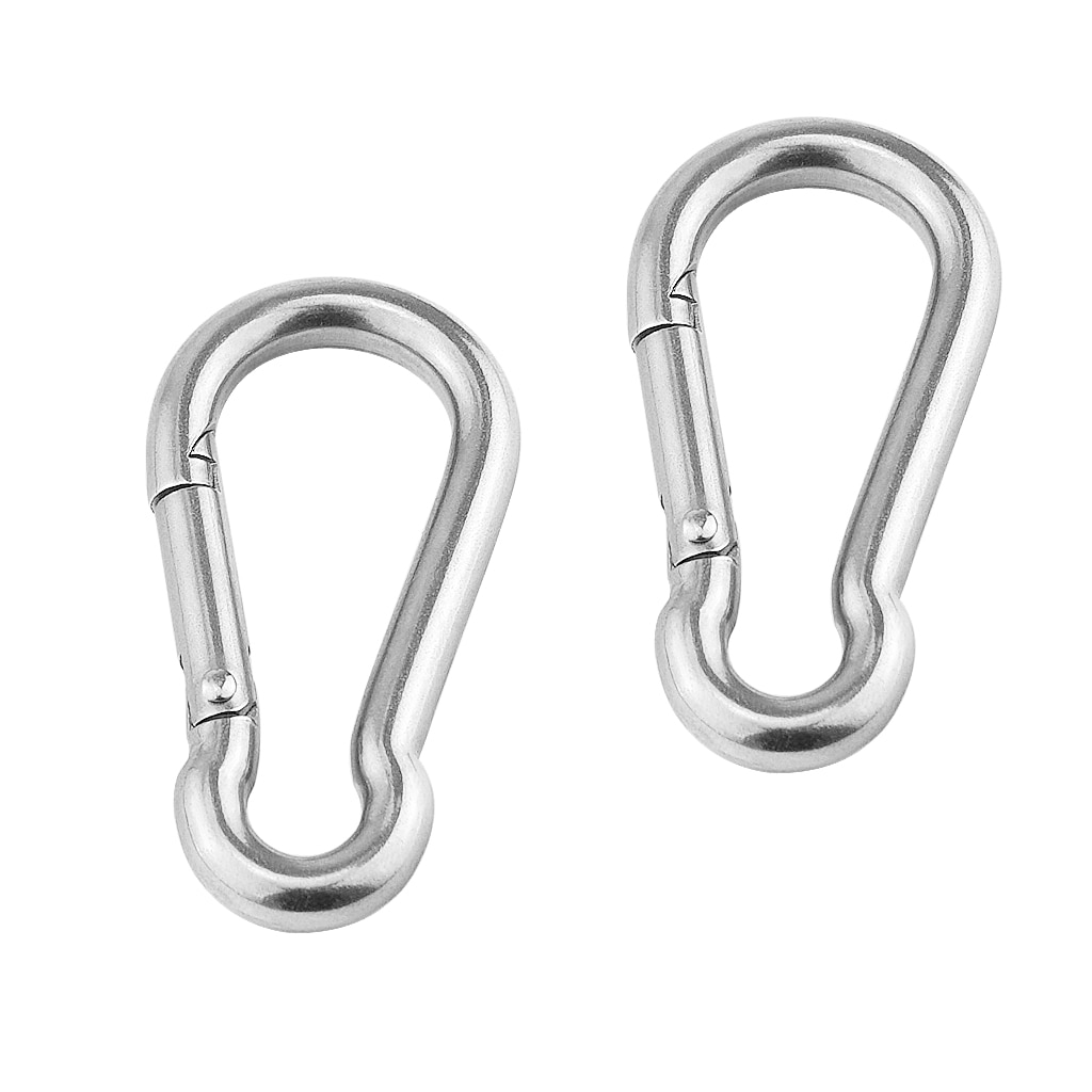 Carabiner Clip Snap Hook Stainless Steel M5x50mm Camping Sports Karabiner