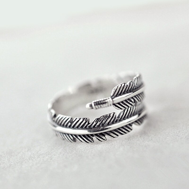 Luxe Creatieve Stijl Boho Veer Ringen Voor Vrouwen Verstelbare Ring Charm Sieraden