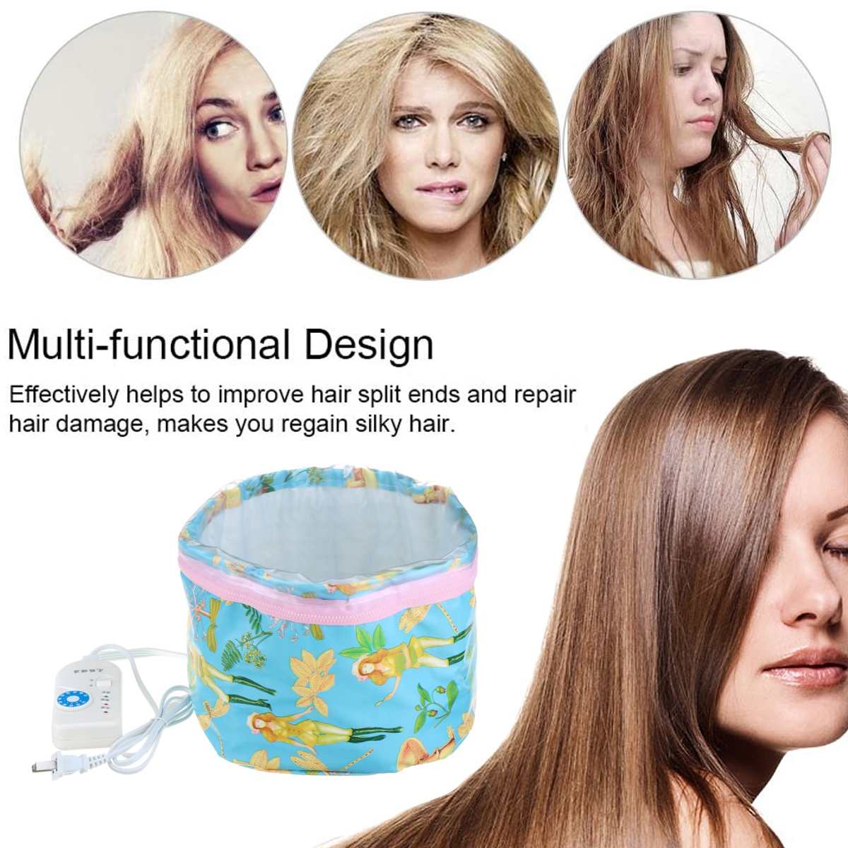 5 Type chauffage bouchon de cheveux vapeur nourrissant traitement thermique cuisson bouchon d'huile masque capillaire Spa Salon de maison soins capillaires outil de coiffure