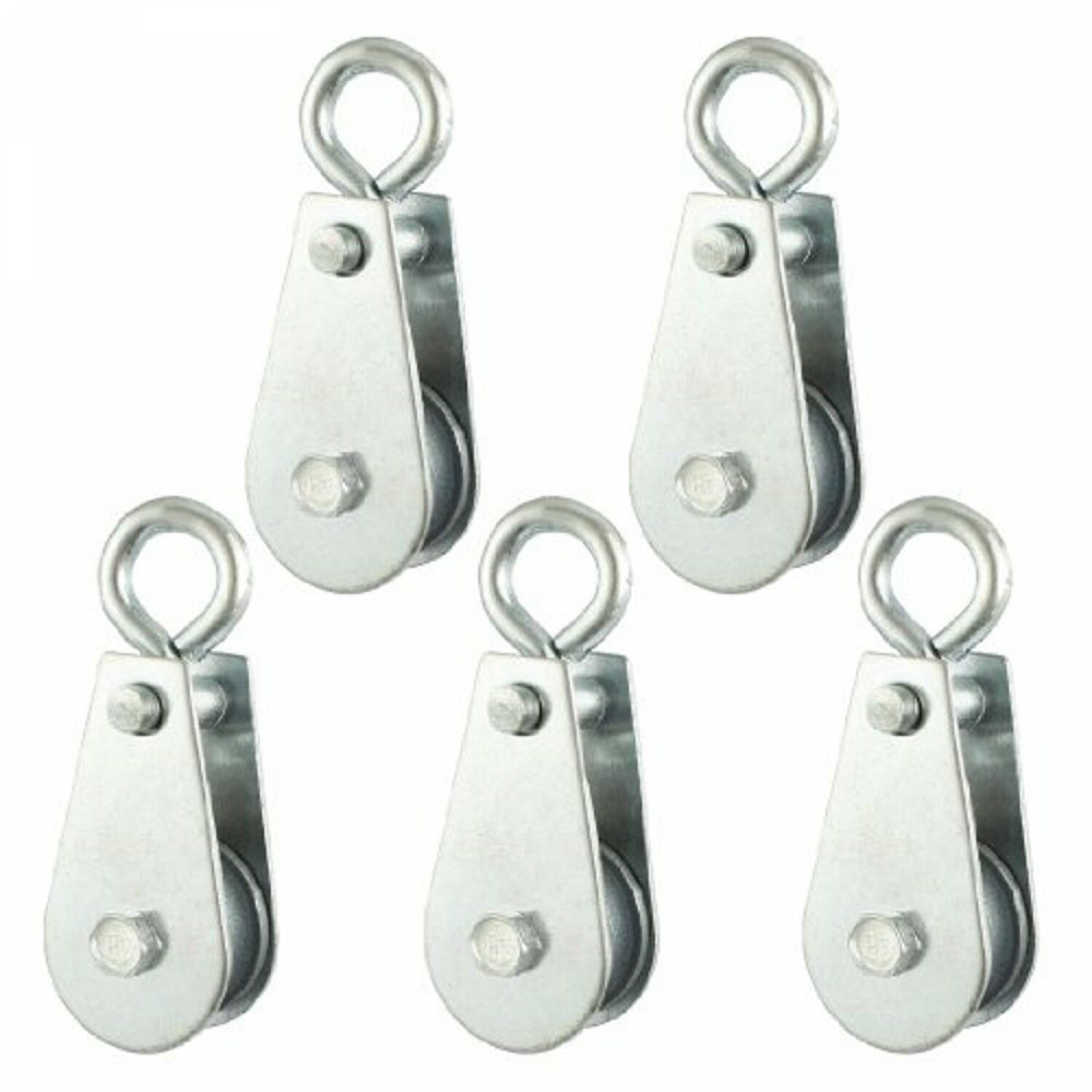 5PCS Pulley Block Silver Tone Metal Swivel Lifting Crane Machine Rigging Parts