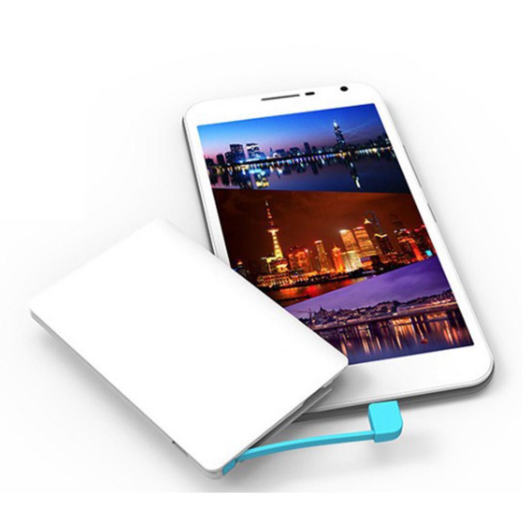 Mini Portable With Charging Cable Phone Plastic Power powerbank Bank Mobile 2000mAh White Micro USB Power