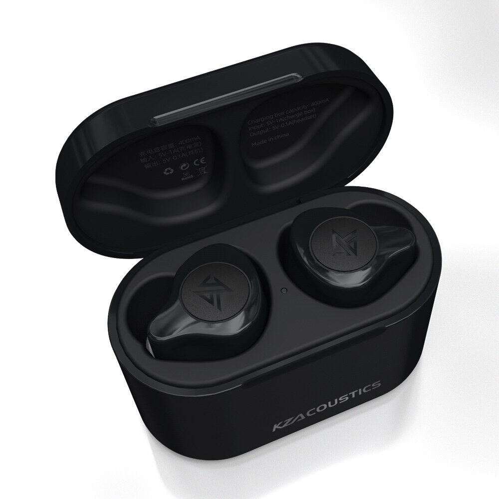 KZ S2 1BA 1DD TWS auriculares inalámbricos Bluetooth 5,0 AAC auriculares de Control táctil auriculares deportivos híbridos de ruido KZ Z1 Z3 S1: black