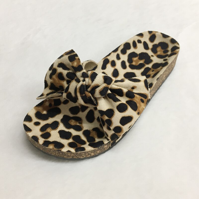 women fatia leopard ribbon sandals with cork lady open toe cork slides slippers: khaki / 36