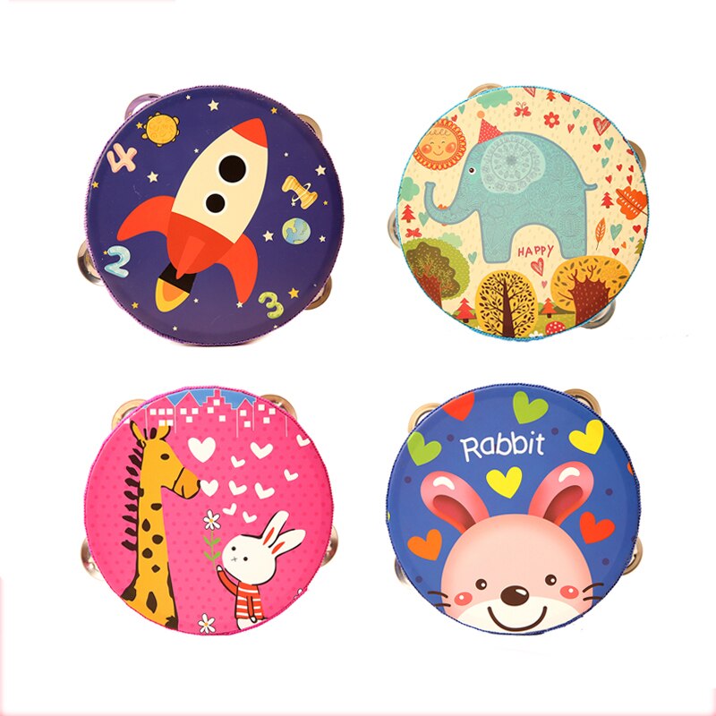 Children 14.5*14.5 Cartoon Animals Kids Early Educational Musical Instrument Baby Toy Beat Instrument Hand Drum kindergarten Toy