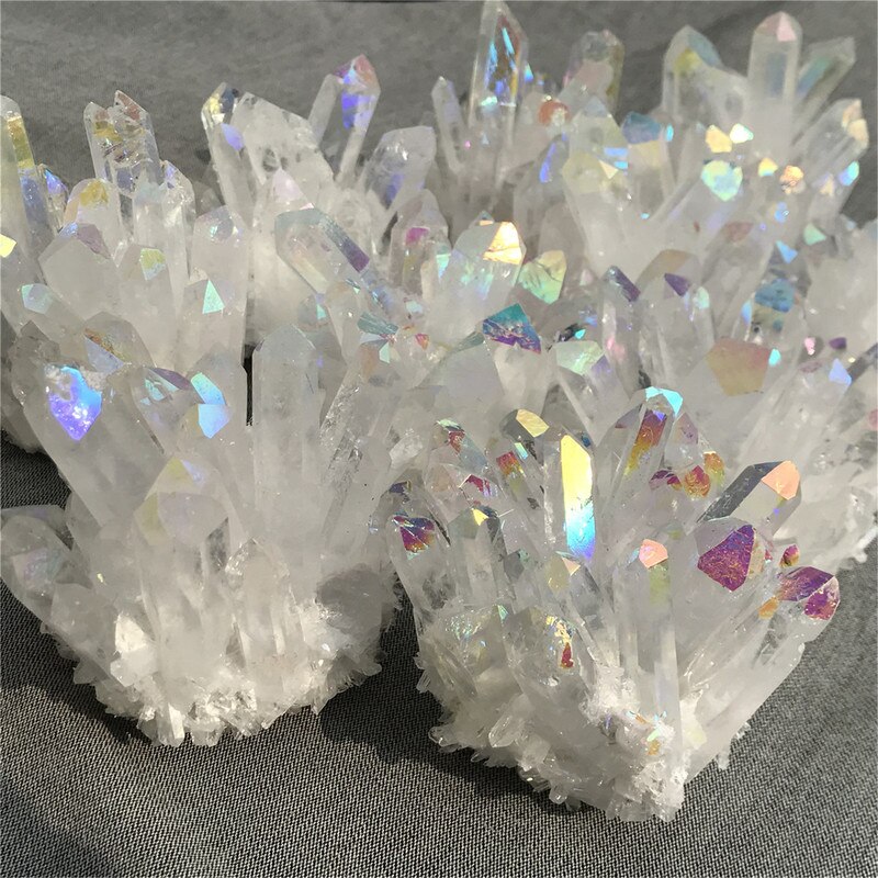 1pc naturlig klar kvarts galvanisering engel aura krystal klynge akvarie dekoration hjem ornamenter