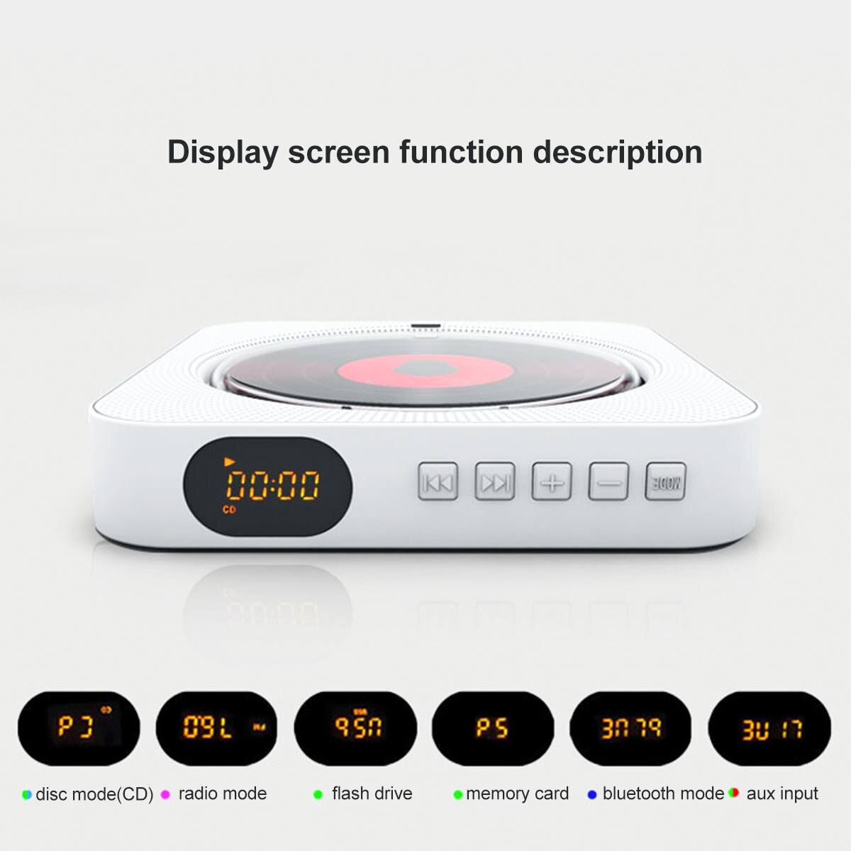 6 In 1 multifunctional Wall Mounted CD MP3 Player With Bluetooth Remote Control HiFi Music Built-in Speaker Discman Lecteur CD