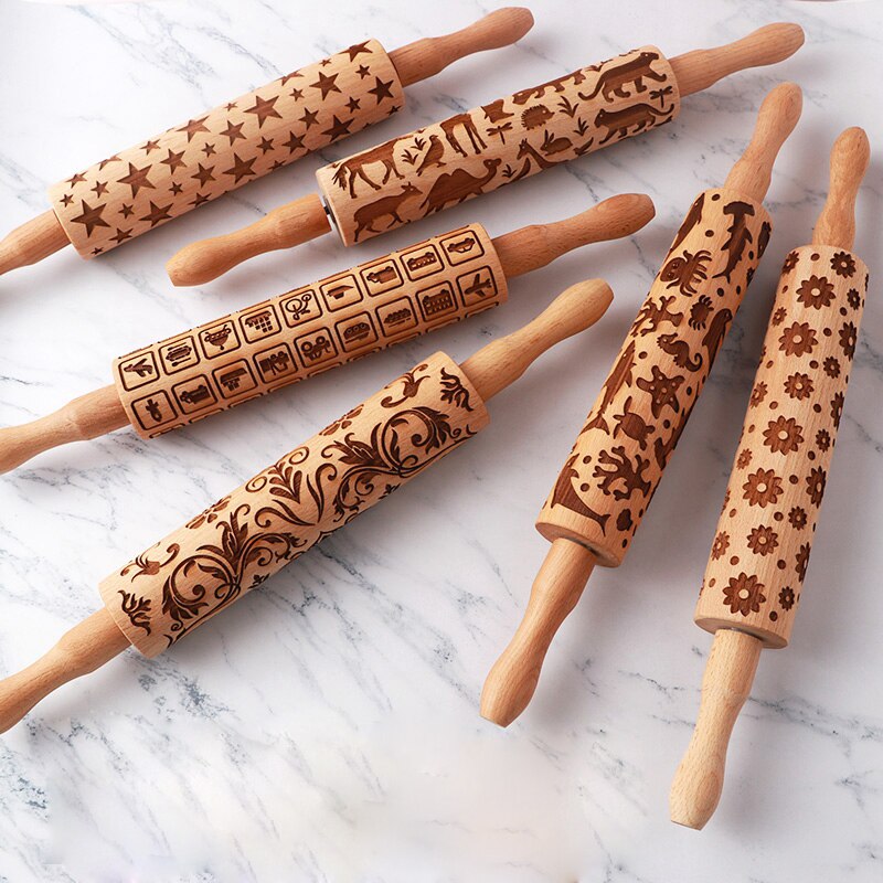 Kerst hert cartoon bakken deegroller taart koekje fondantdeeg gegraveerde roller rendier sneeuwvlok fondant taart reliëf