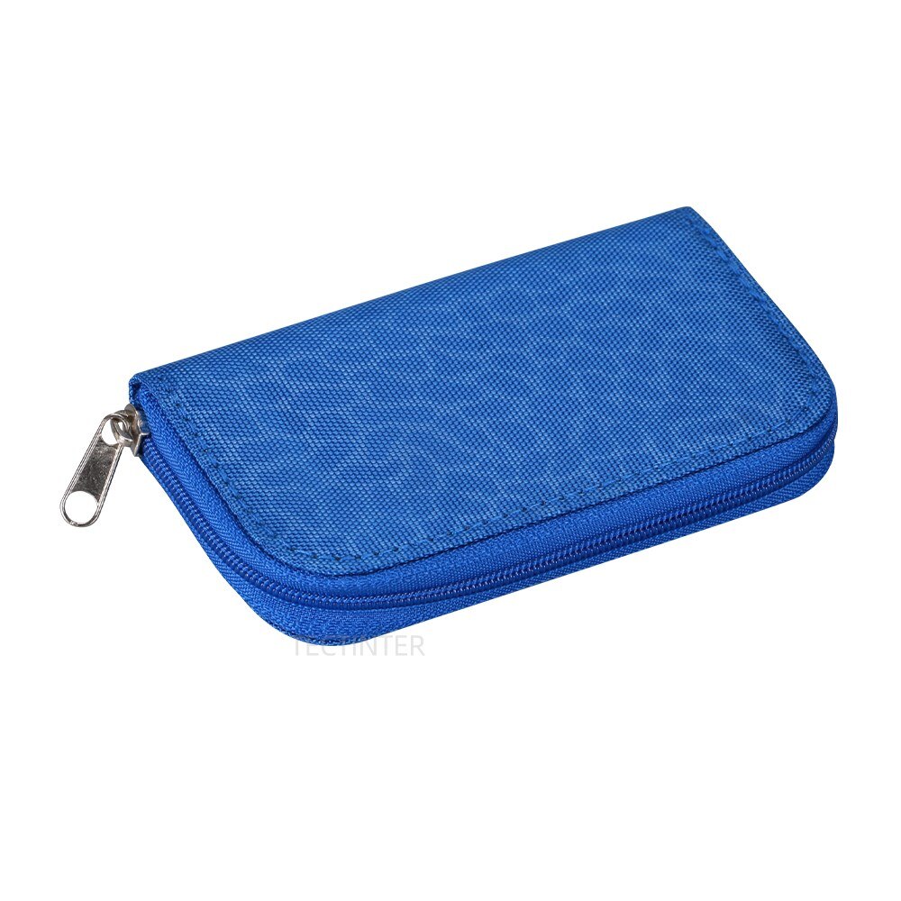22 Slots Geheugenkaart Opbergtas Draagtas Wallet Box Voor Cf/Sd/Micro Sd/Sdhc/Ms/Ds Protector Pouch Game Accessoires: CBlue