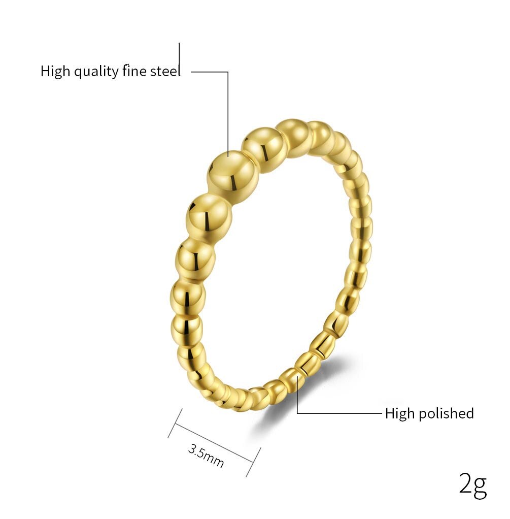 Anillos de plata de acero inoxidable originales para mujer, joyería auténtica para boda, bola redonda apilable con cuentas