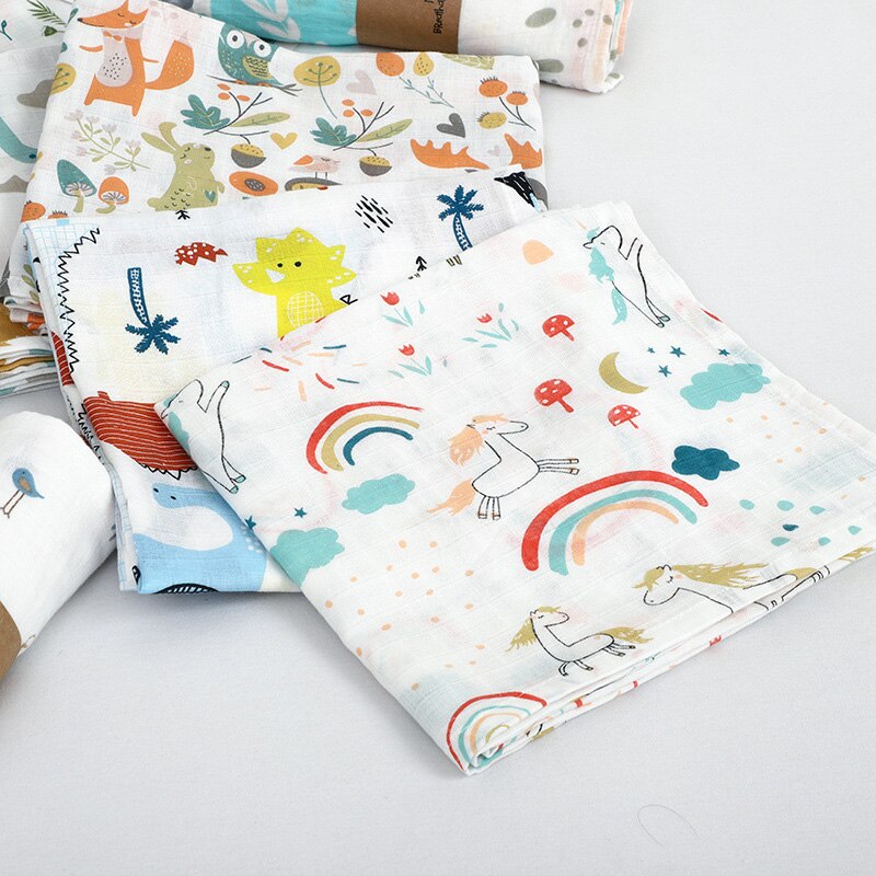 Muslin 100% Cotton Baby Swaddles Soft Newborn Blankets Bath Gauze Infant Wrap Sleepsack Stroller Cover Play Mat