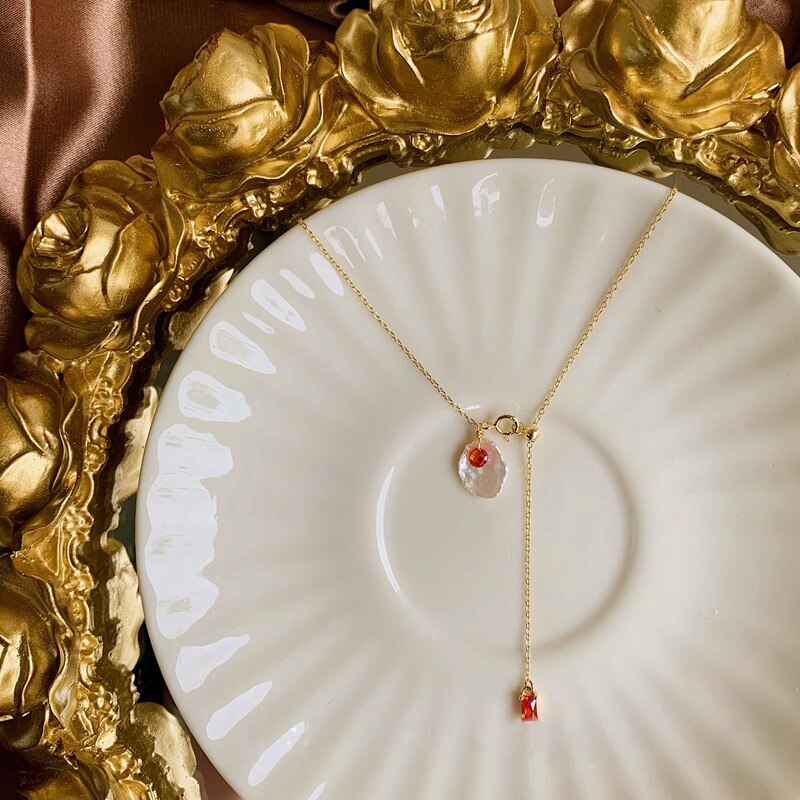 Mengjiqiao Japan Koreaanse Elegante Zoetwater Parel Choker Voor Vrouwen Meisjes Mode Rode Kristal Ketting Bijoux Colares Sieraden