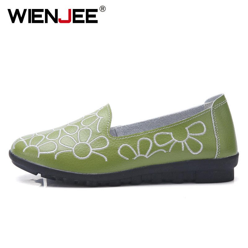 mujeres zapatillas vulcanizadas zapatillas mujer verano deslizamiento en zapatos planos mujeres mocasines caminar plana: Green / 36