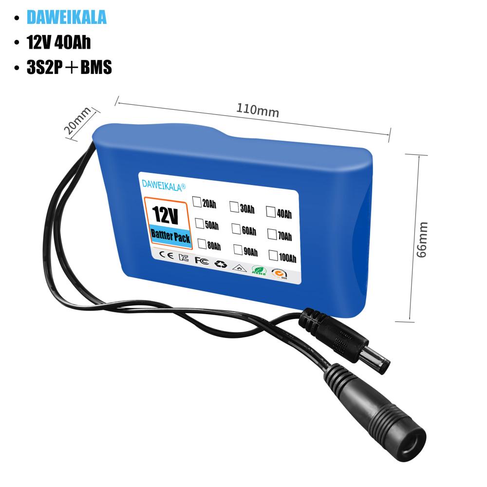 Original Portable Super 12V 12800mah Battery Rechargeable Lithium Ion Battery Pack Capacity DC 12.6v 30Ah CCTV Cam Monitor +: Beige