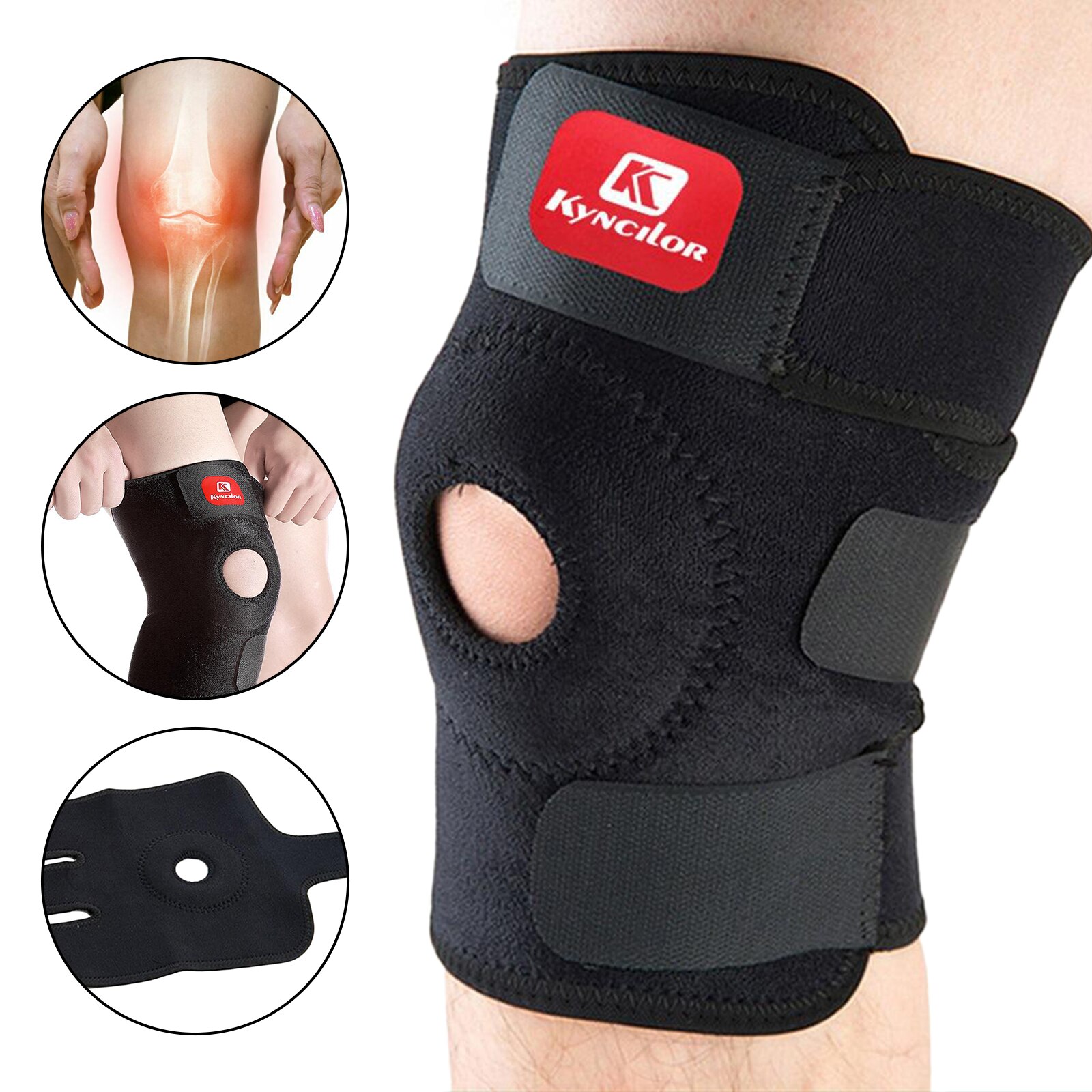 Knee Brace Support - Relieves Meniscus Tear, Arthritis, Tendonitis Pain - Open Patella Dual Stabilizers Adjustable Straps