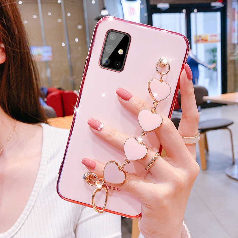 Liebesarmband-kette, silikonhülle mit beschichtung für samsung Galaxis  a02s a03s a02, weiche tpu-handgelenkschlaufe
