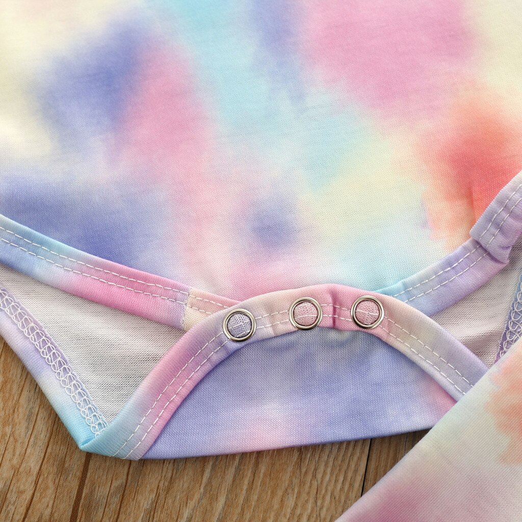 Peuter Baby Meisjes Tie Dye Kleding Geribbelde Gebreide Lange Mouwen Tops Shirt Broek 2 Stuks Fall Winter Outfits Pyjama Set # C