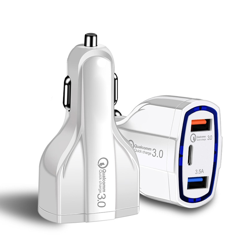 Carica rapida 3.0 Caricabatteria Da auto 5 V 3.5A QC3.0 PD Usb di Tipo C di Ricarica Veloce doppio auto Caricatore Del Telefono mobile per Il Iphone 7 Samsung Xiaomi: bianca