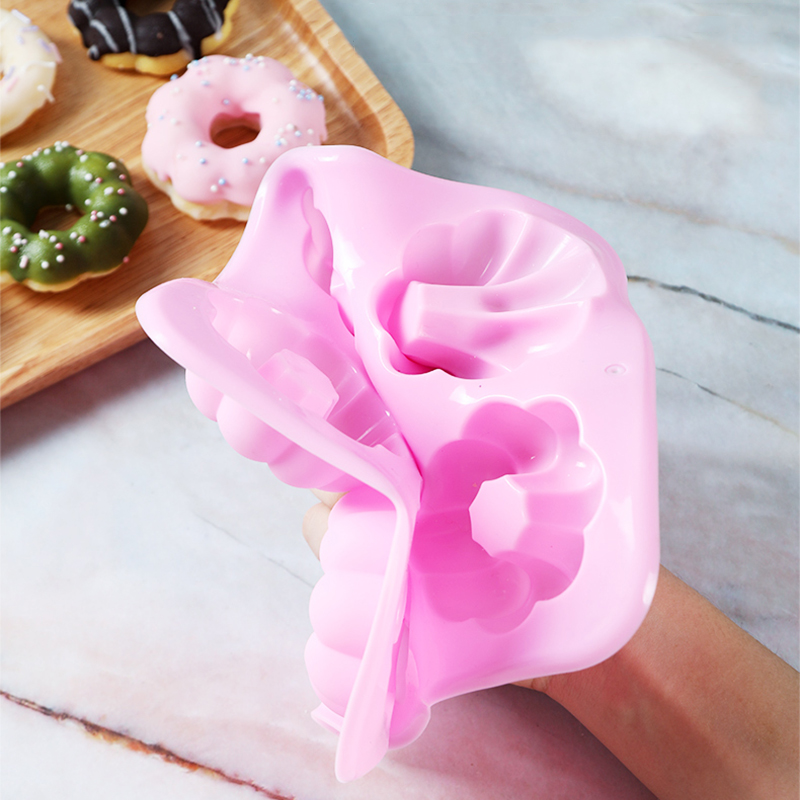 Máquina para hacer rosquillas de silicona 3D DIY para hornear pastelería galletas moldes redondos de Chocolate molde para pastel de magdalenas postre herramientas de cocina hechas a mano