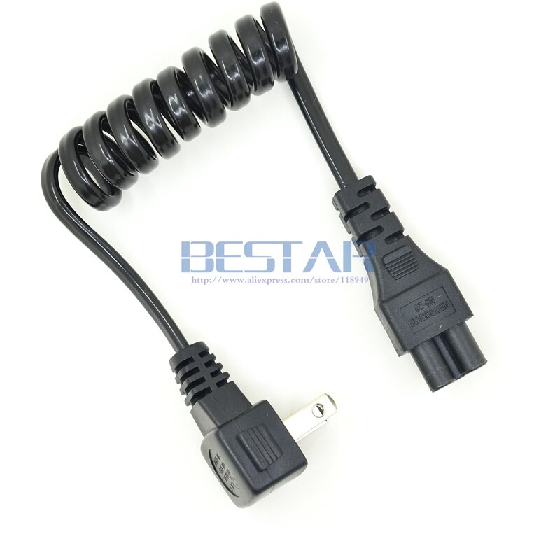 NEMA 1-15P 2 Pin Elbow plug IEC 320 C5 Cloverleaf Spring Retractable Power short Cable cord For AC Adapter Laptop Notebook