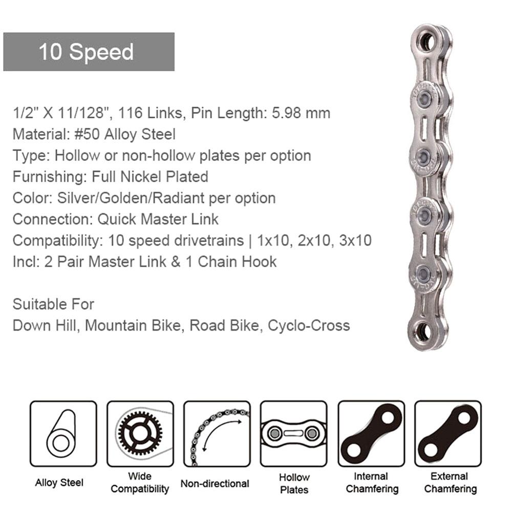 Road Bike MTB Bicycle Chain 8/ 9/10 /11 Speed Chain Bicycle General Chain Variable Speed Half Hollow Chains/Solid Chain