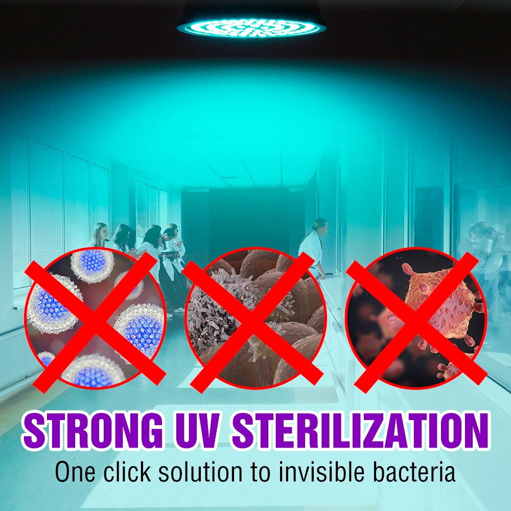 E27 UV Germicidal Lamp Bulb MR16 UVC Light Sterilization Lamp GU10 Virus Disinfection Light E14 Ultraviolet LED Lamp 220V B22