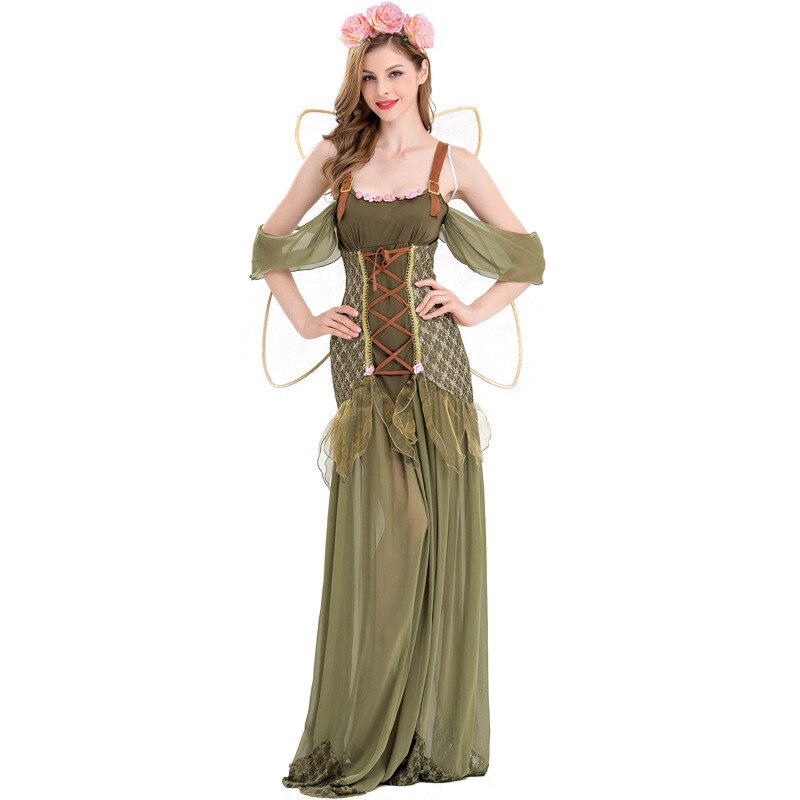 Costume fée fée en clochette pour adulte, déguisement elfes de forêt, déguisement fantaisie avec ailes