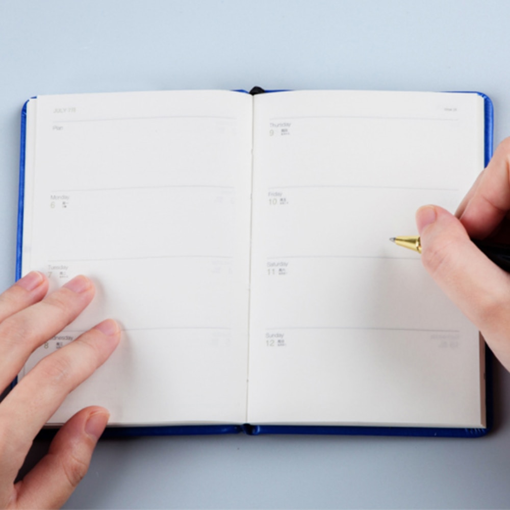 Dagsorden planlægger  a7 dagbog arrangør notesbog og tidsskrifter ugentligt månedligt tilbage til skolen forretning dagsplan rejsebog