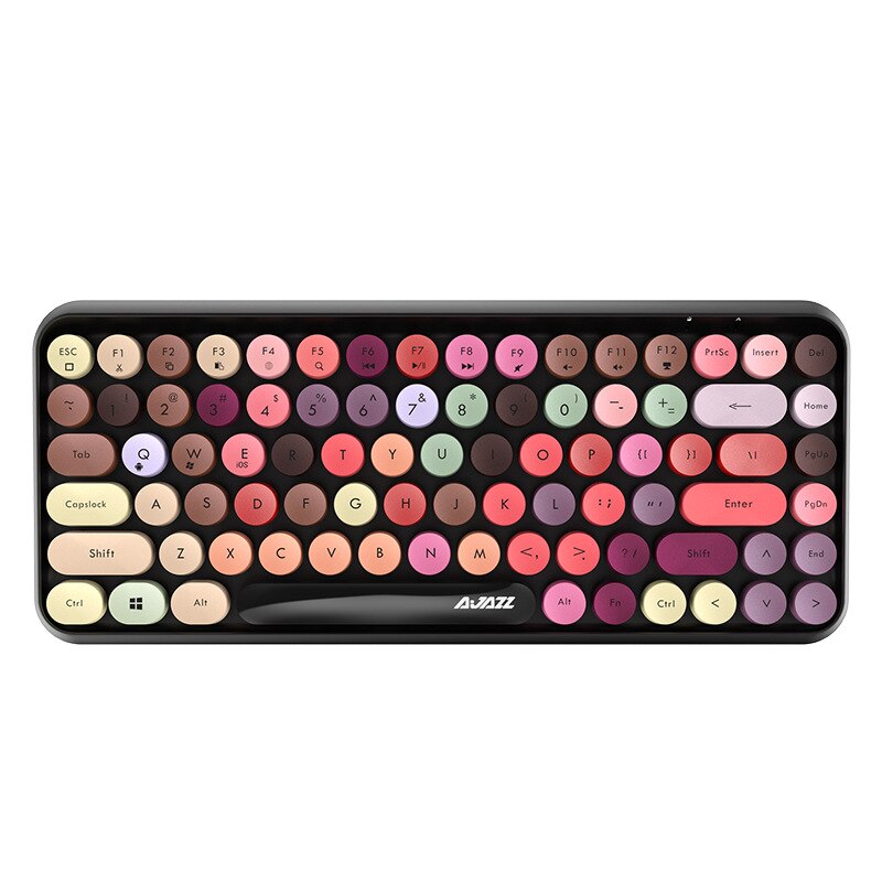 Bluetooth Keyboard for Tablets Mobile Mini Retro Round Keycaps Office Working Keyboard for Macbook iPhone iPad Tablet: Mix Color