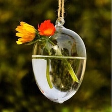 Klar egg form glass hengende vase flaske potte blomst hjem bryllup hage dekor hengende vegg vase planter container dinosaur egg