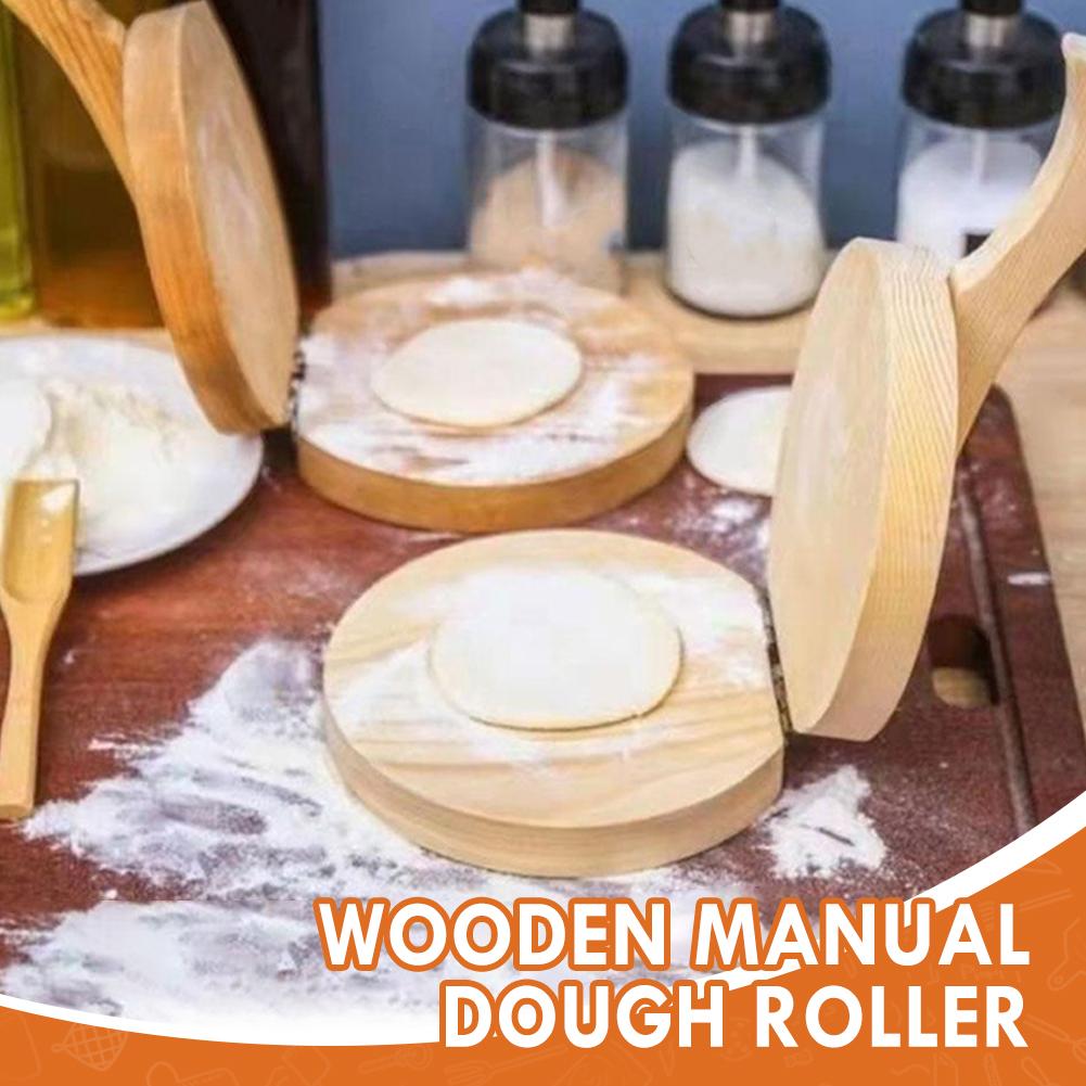 Rund trä manuell degpressvals tortilla dumpling skorpa form hamburgare pajtillverkare form köttfärslimpa tillverkare kökstillbehör