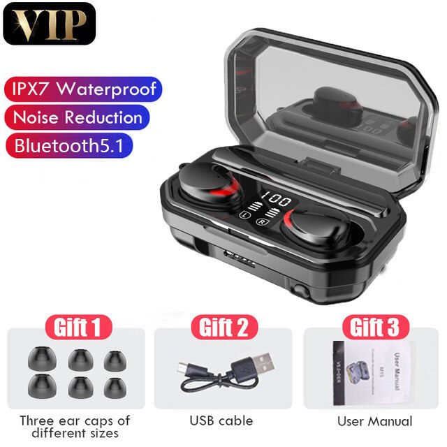 Cuffie senza fili TWS auricolari Bluetooth 3500mAh sport cuffie impermeabili HiFi 9D Bass auricolari Stereo con microfoni: Regular version