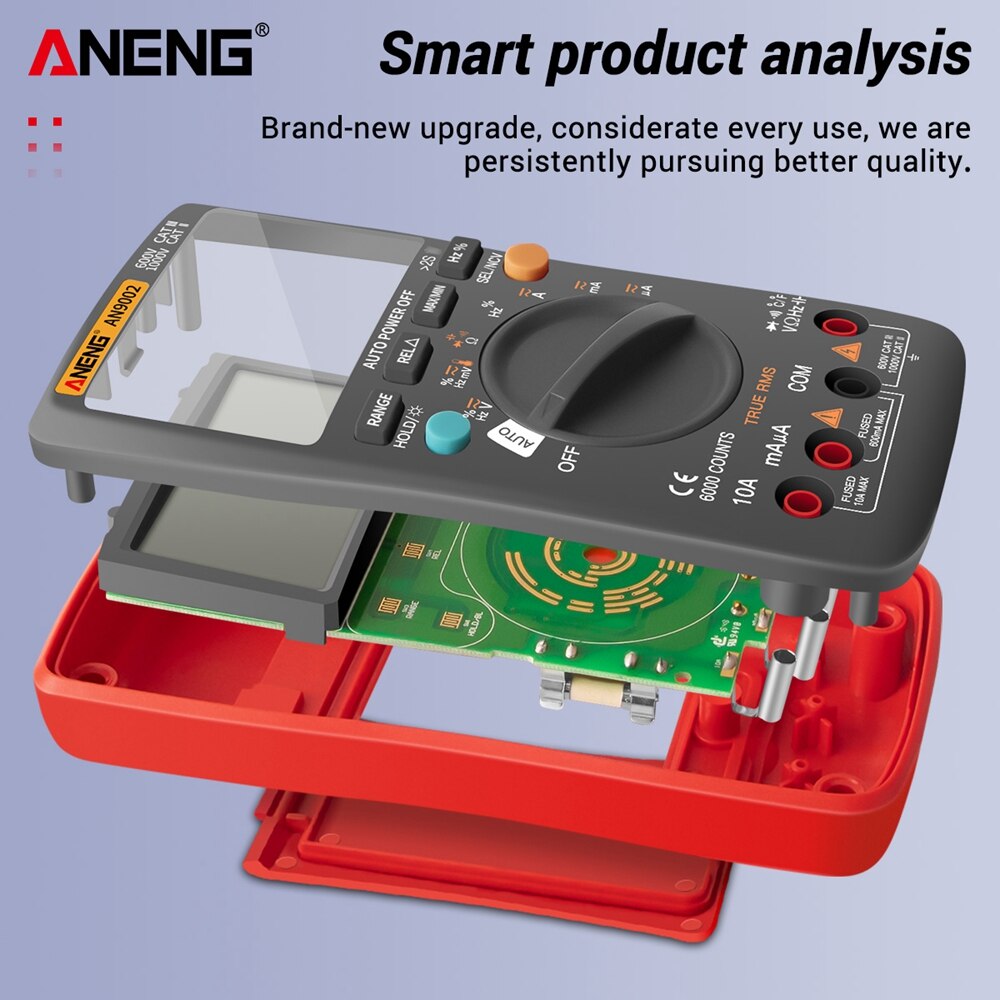 Aneng AN9002 Multimeter Bluetooth Digitale Multimeter 6000 Telt Multimetrotrue Rms Ac/Dc Stroom Spanning Tester Auto-Range