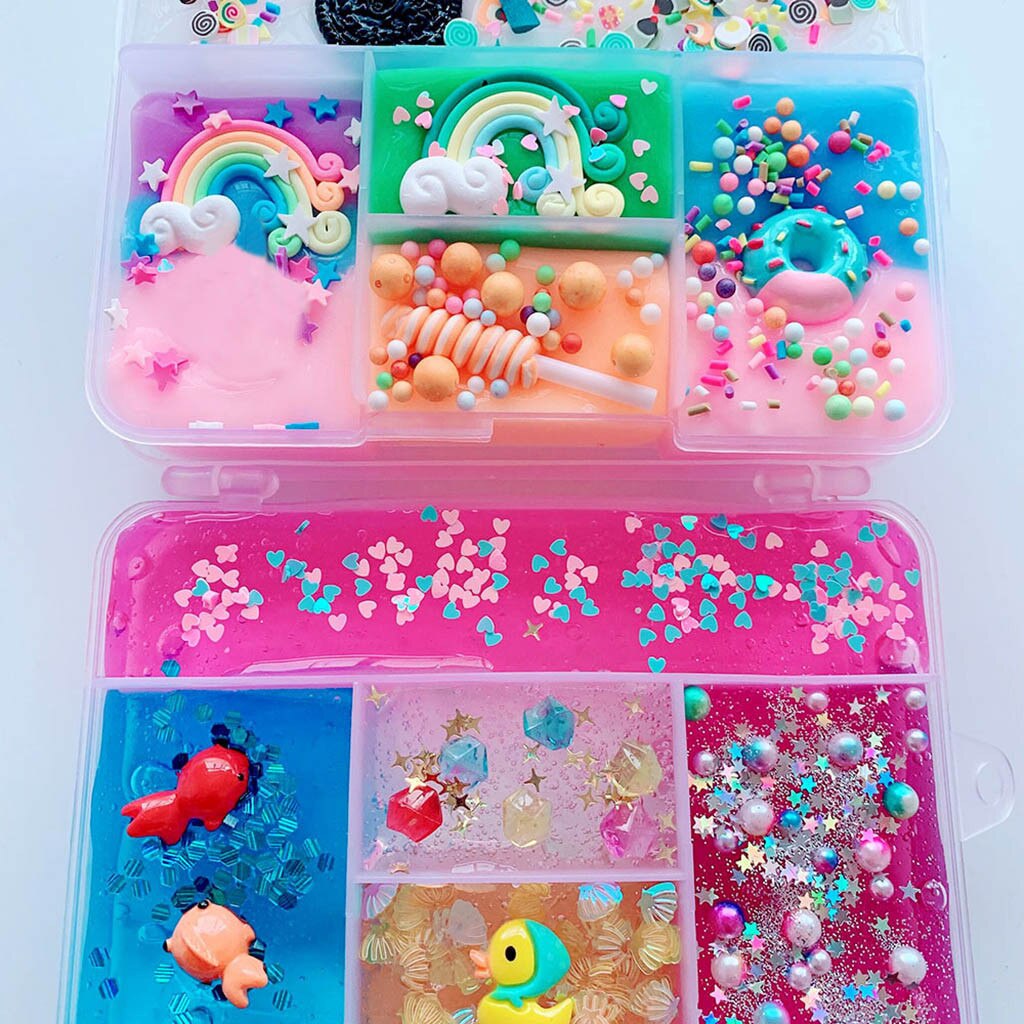 Diy Charms Slime Kit Kleur Modder Boxed Cherry Katoen Klei Leuke Elasticiteit Plasticine Blue Crystal Klei Stress Relief Speelgoed Kid